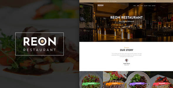 قالب رستوران، کافه، فست فود و تالار Reon Wordpress theme 3