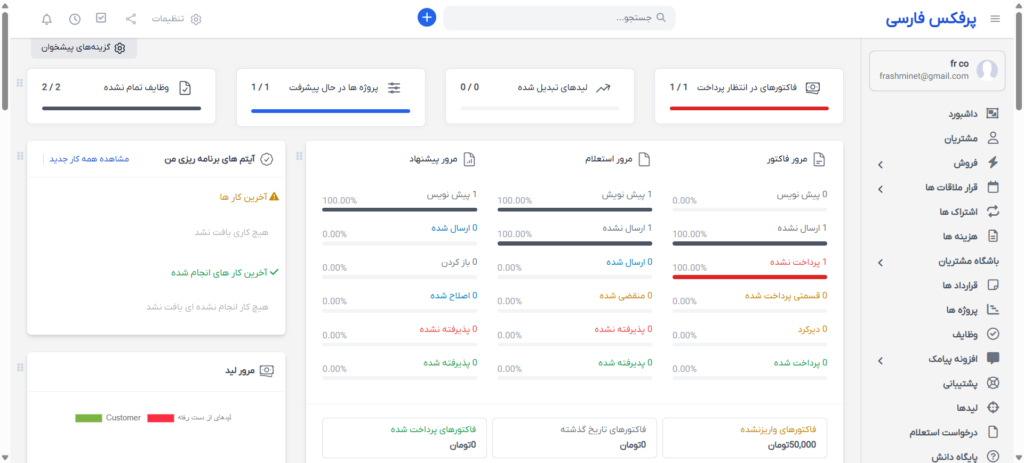 اسکریپت مدیریت پروژه و CRM پرفکس با تقویم شمسی | Perfex CRM Platform 2